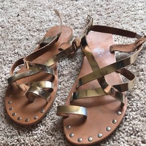 Strappy gold sandals